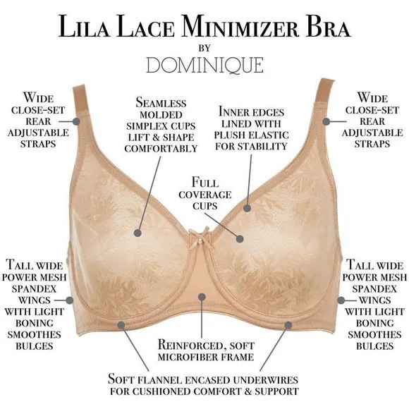 Dominique Women's Lila Everyday Lace Minimizer Bra (32B-44G) #7001 - Nude - 44B