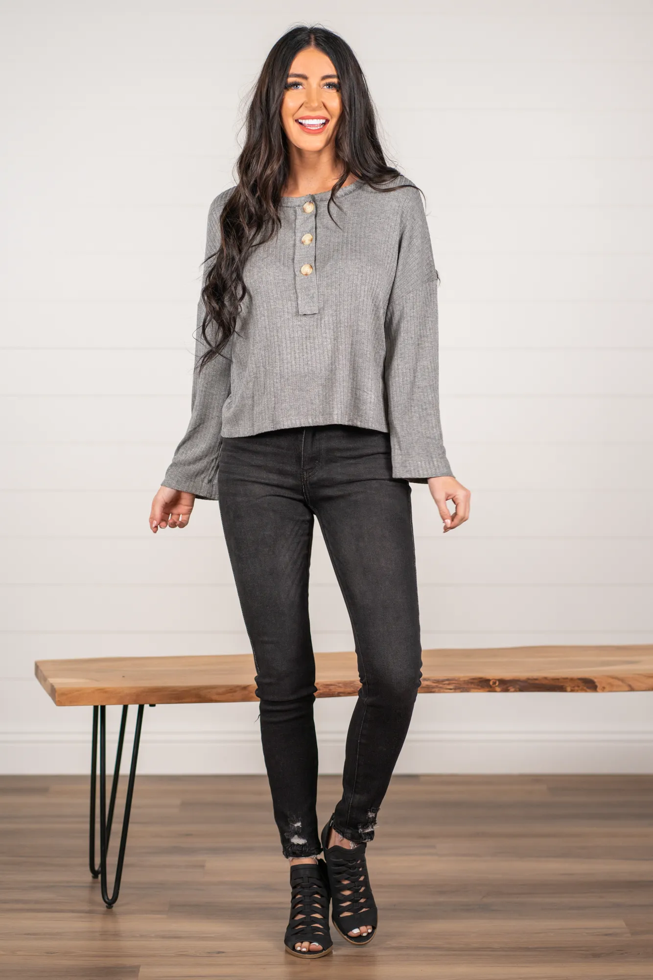 Drop Sleeve Button Up | Top