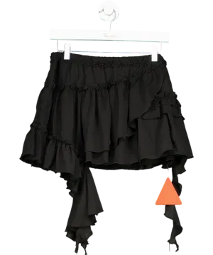 Ego Black Mid Rise Frill Distressed Detail Mini Skirt UK 10