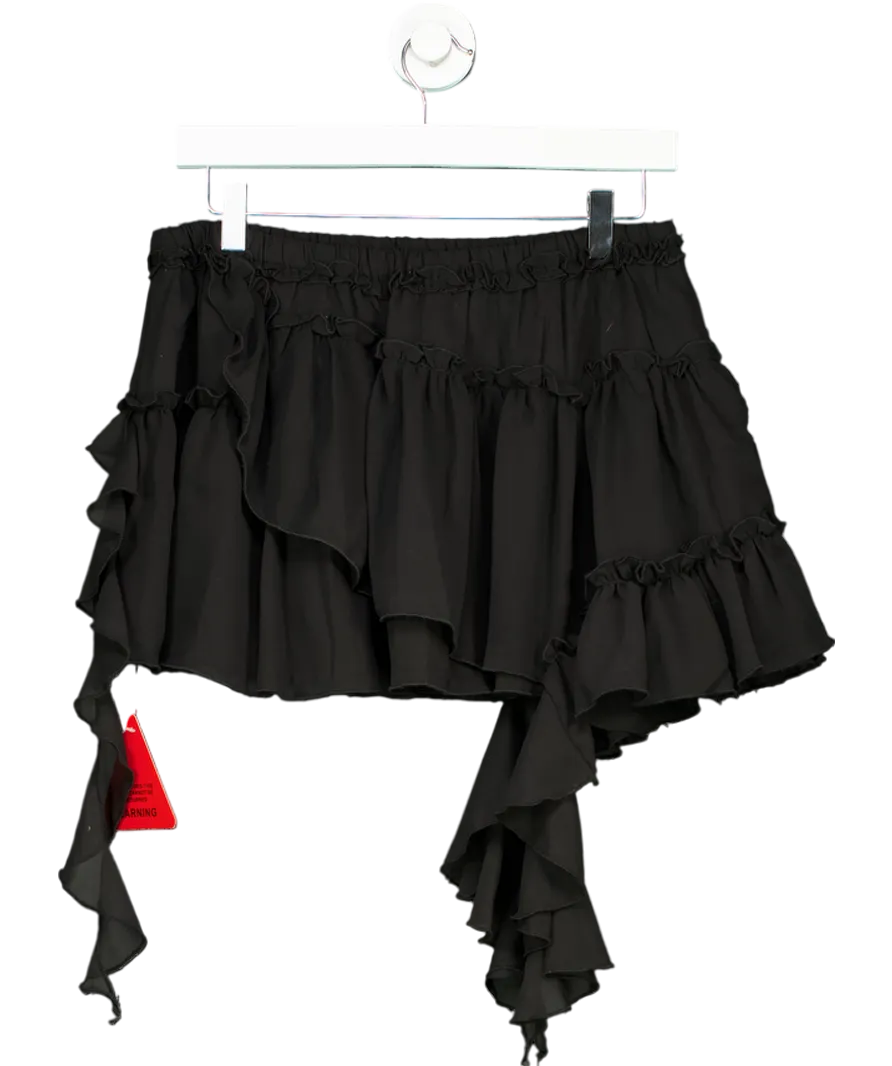 Ego Black Mid Rise Frill Distressed Detail Mini Skirt UK 10