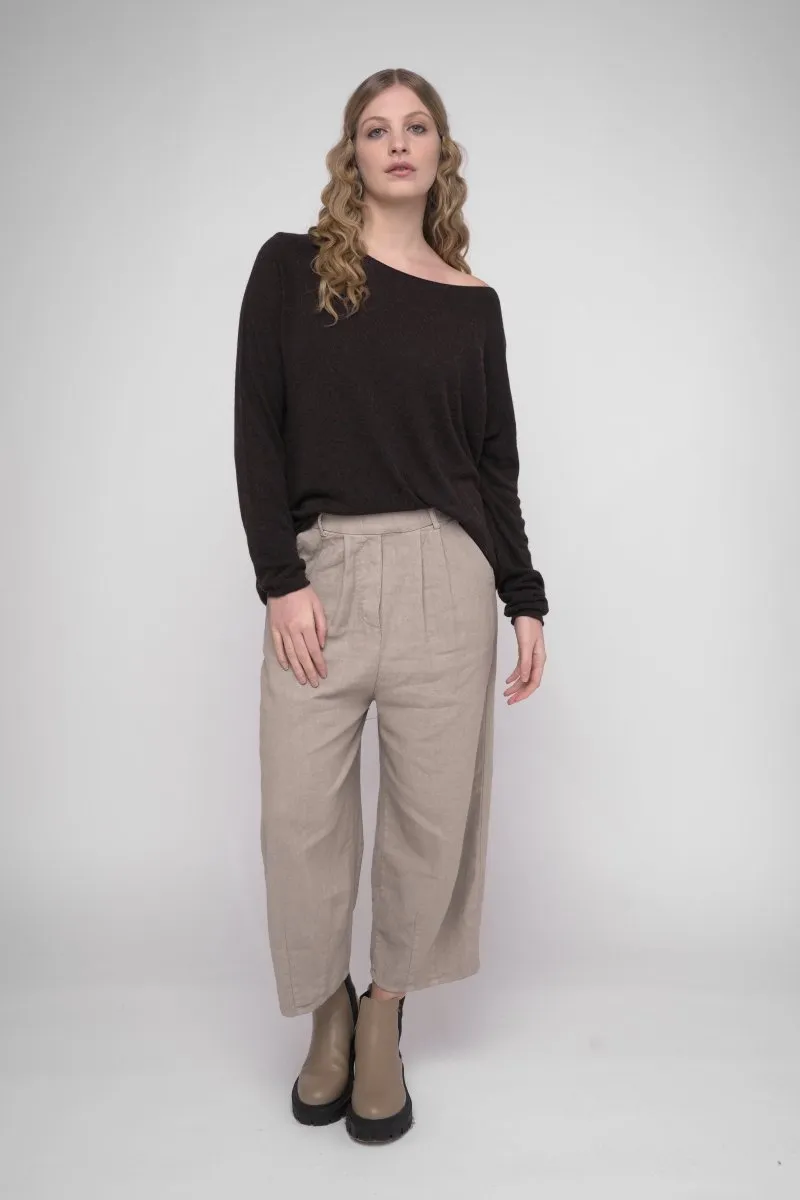 Elastic Waist Cotton Linen Blend Pants