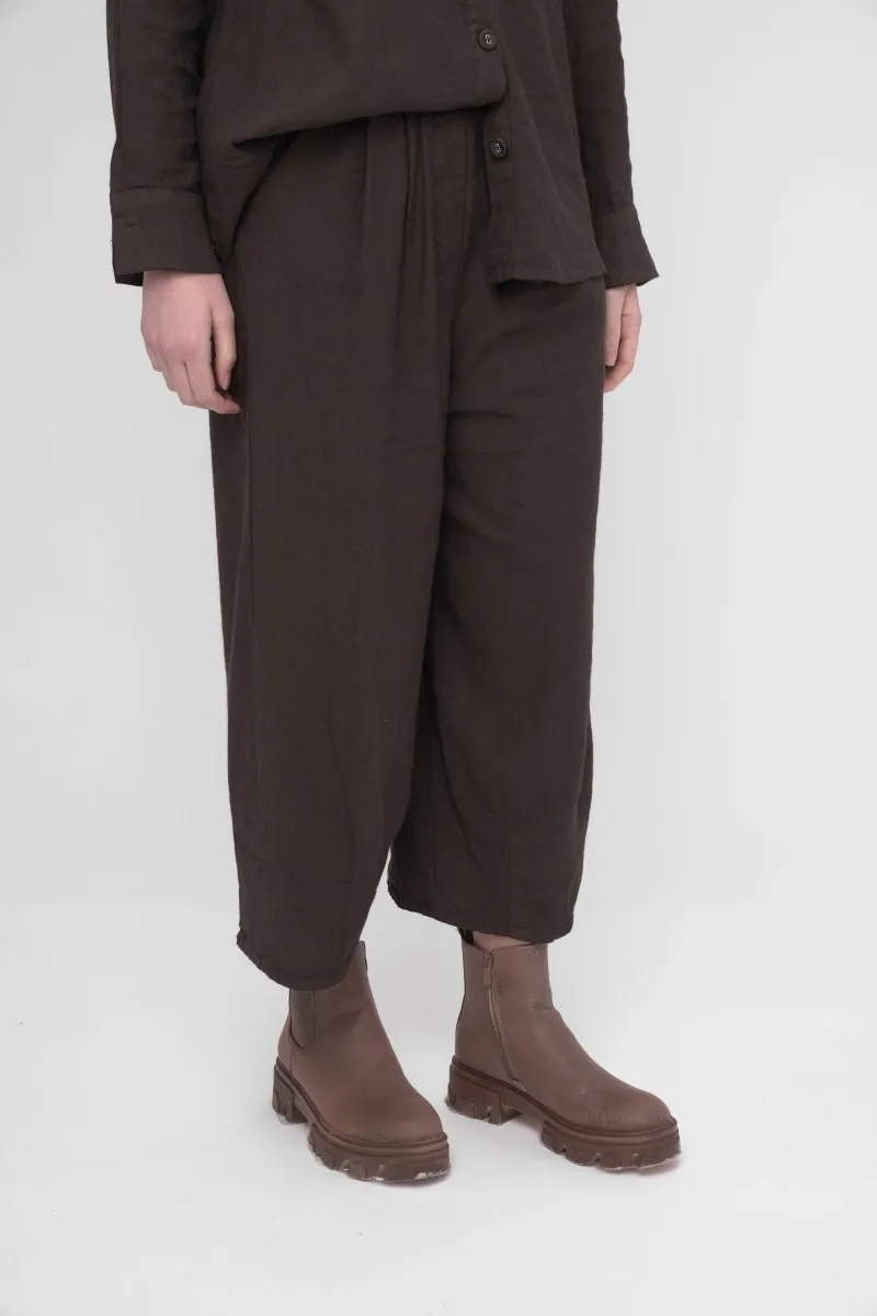 Elastic Waist Cotton Linen Blend Pants