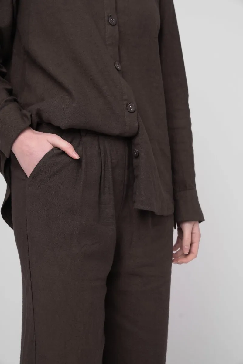 Elastic Waist Cotton Linen Blend Pants