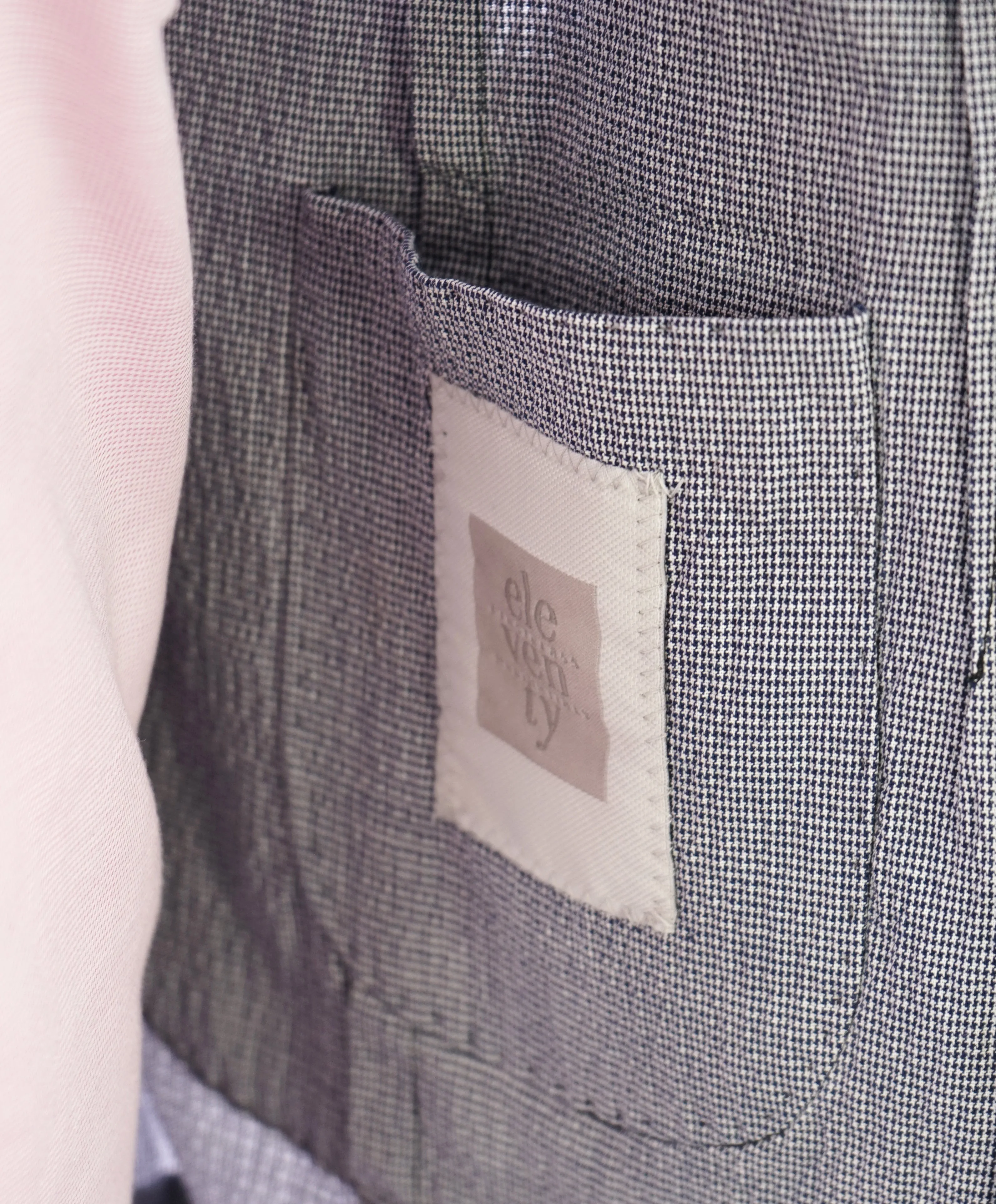 ELEVENTY -  "JOGGER / Draw String" Unlined Cotton Blue Houndstooth Suit - 40R