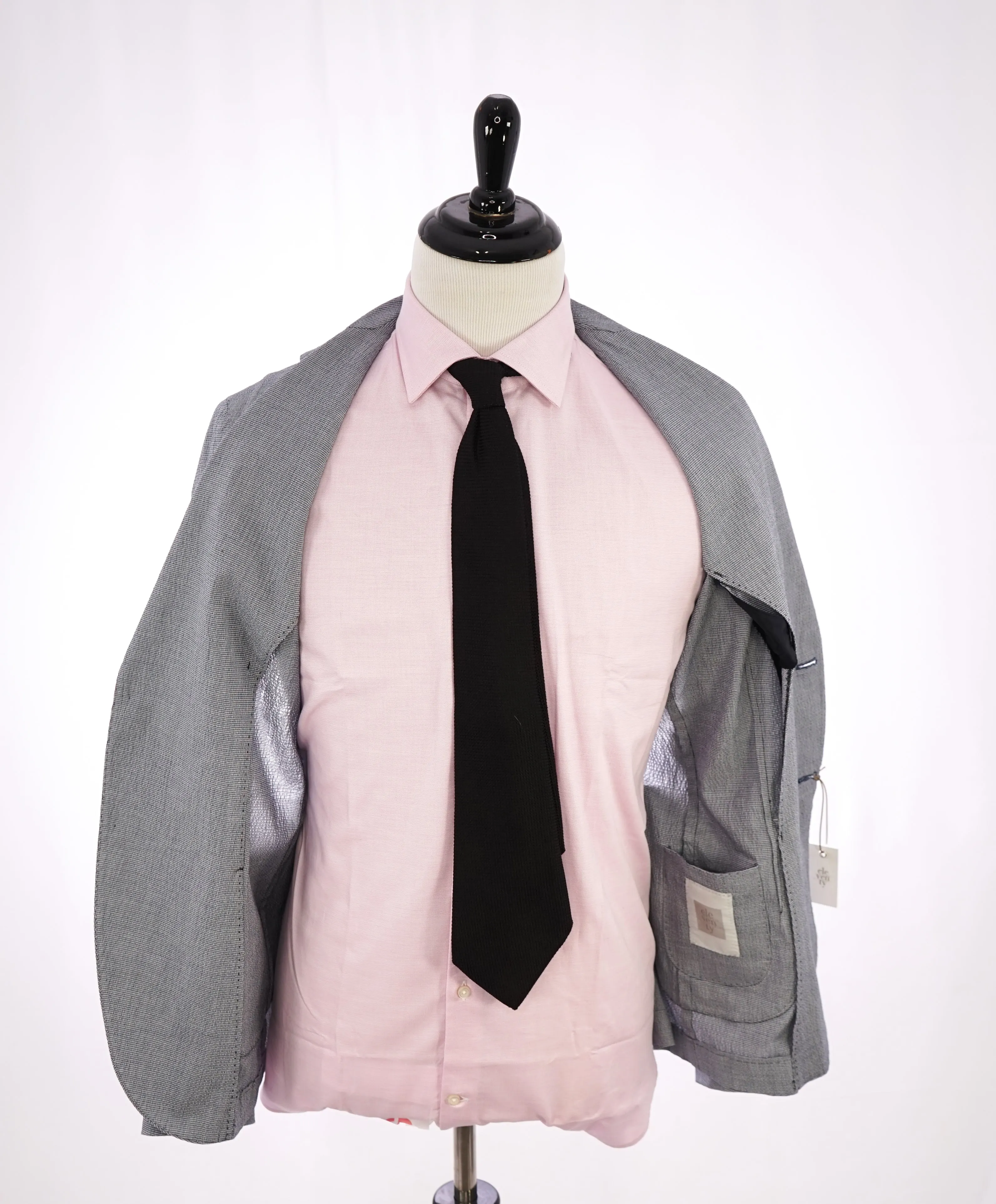 ELEVENTY -  "JOGGER / Draw String" Unlined Cotton Blue Houndstooth Suit - 40R