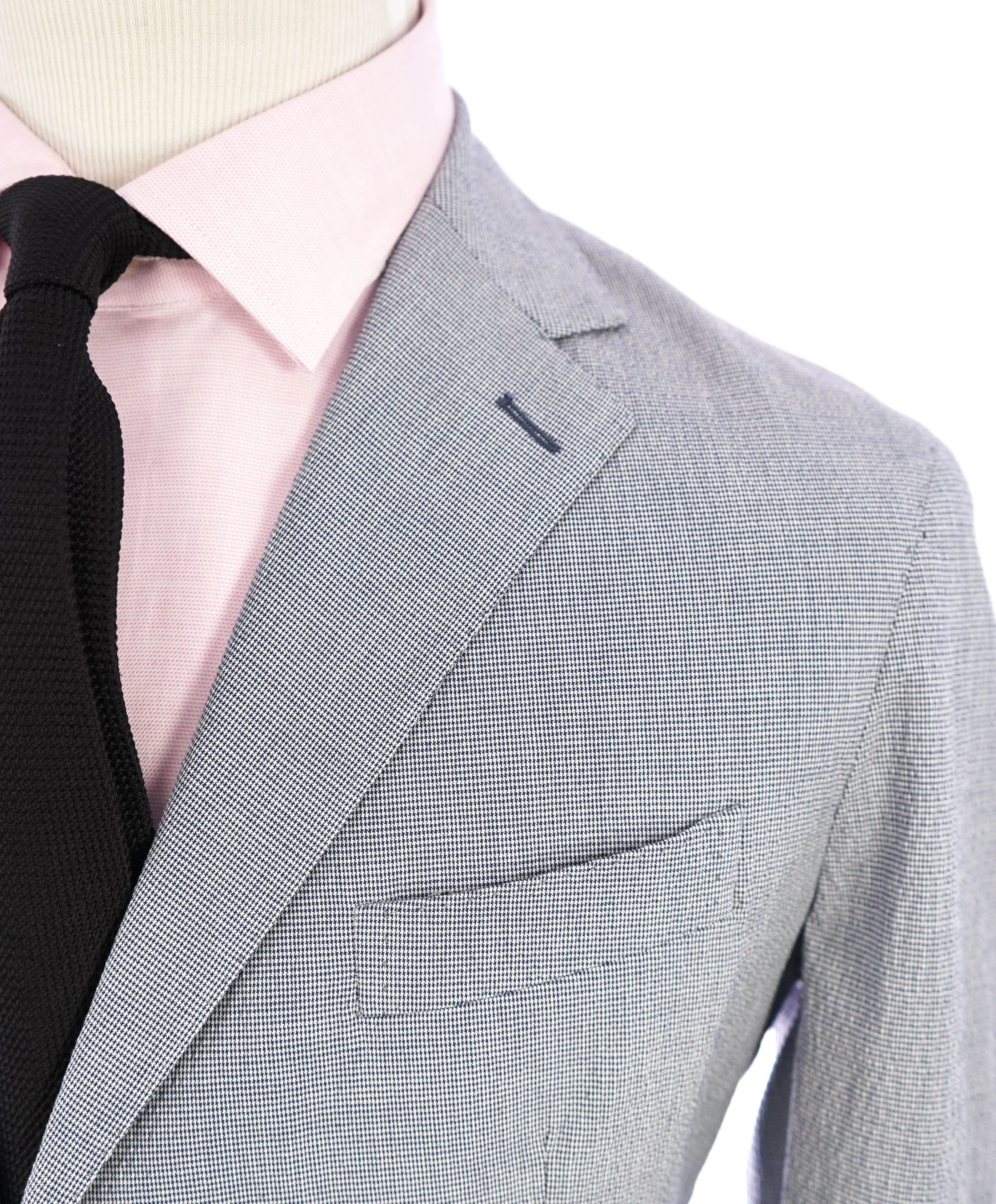 ELEVENTY -  "JOGGER / Draw String" Unlined Cotton Blue Houndstooth Suit - 40R
