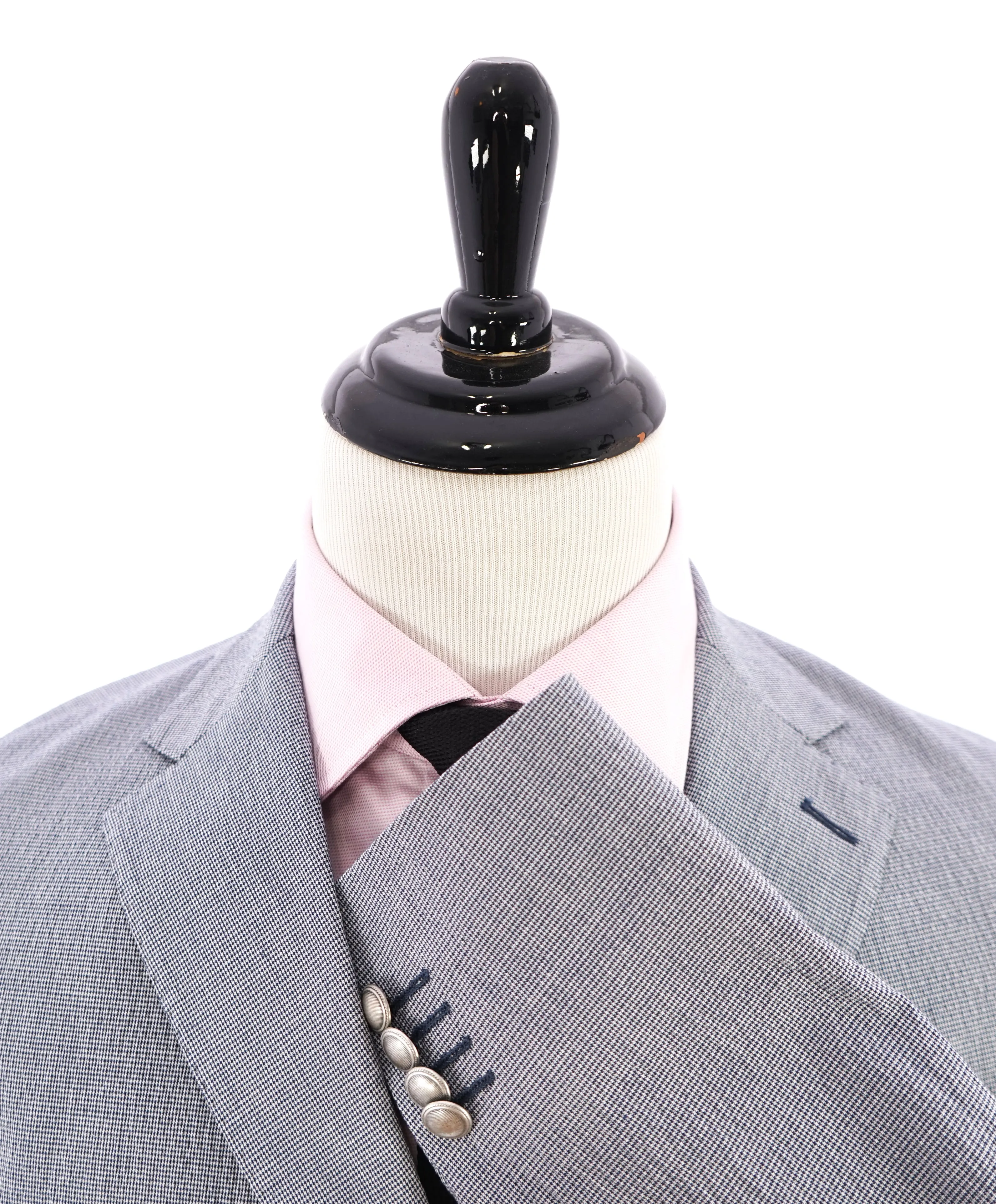 ELEVENTY -  "JOGGER / Draw String" Unlined Cotton Blue Houndstooth Suit - 40R