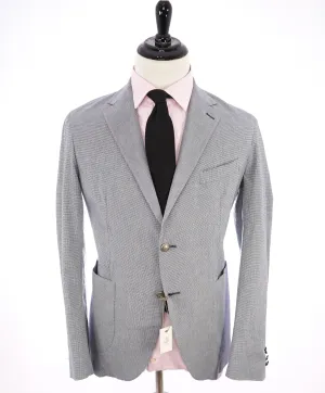 ELEVENTY -  "JOGGER / Draw String" Unlined Cotton Blue Houndstooth Suit - 40R