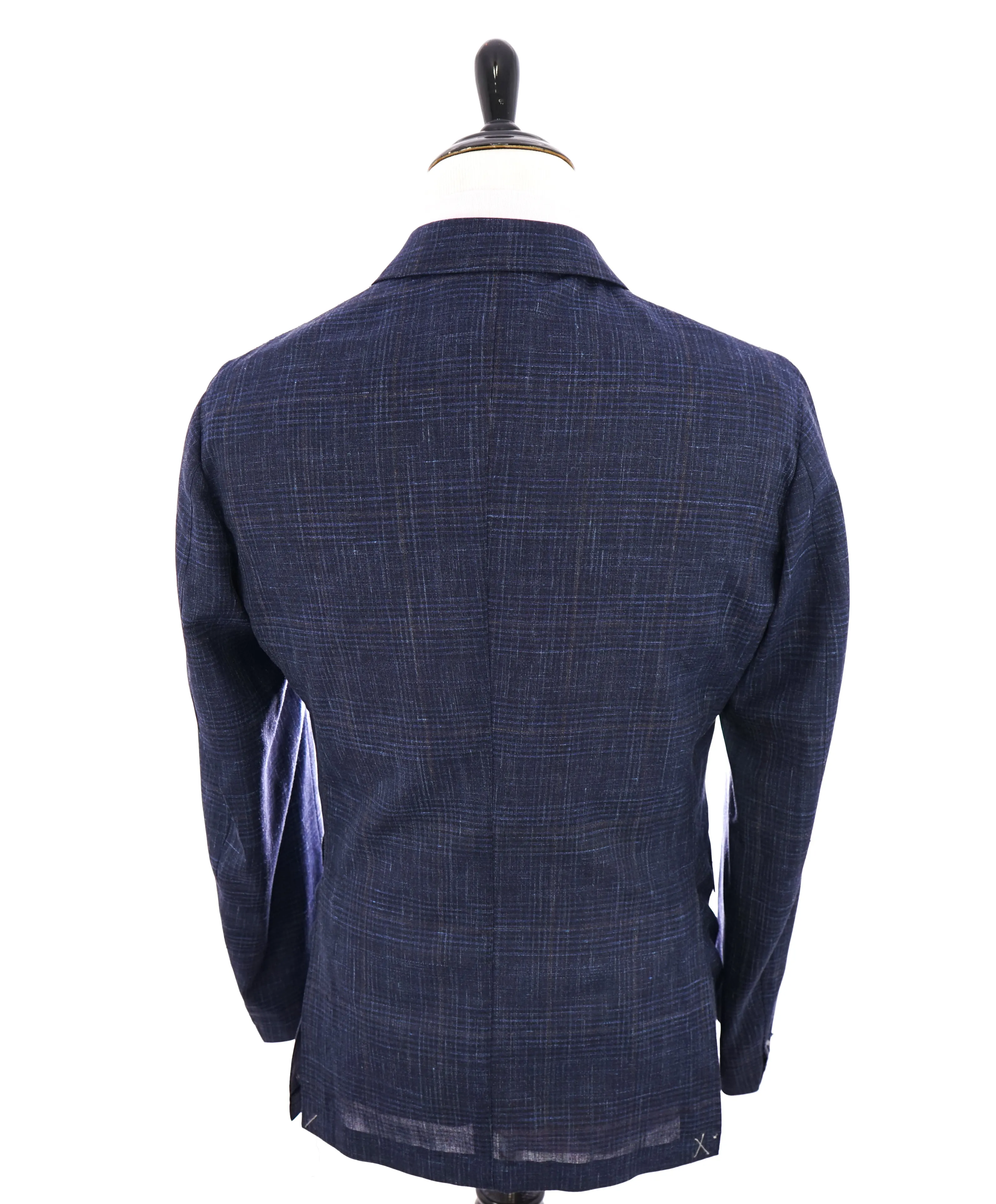 ELEVENTY - "PLATINUM" Hand Made Double Breasted Blue SILK/LINEN Suit - 44R