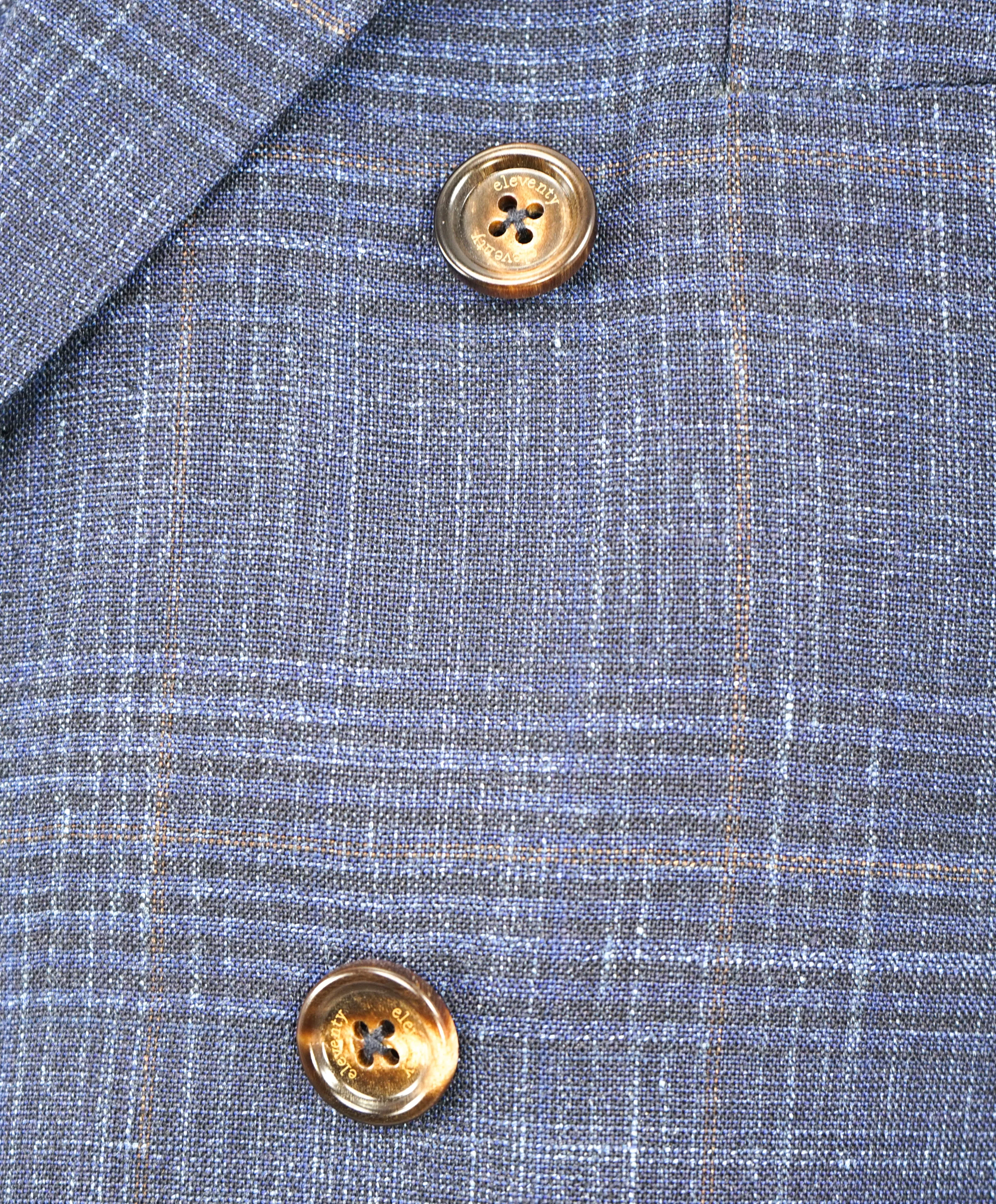 ELEVENTY - "PLATINUM" Hand Made Double Breasted Blue SILK/LINEN Suit - 44R