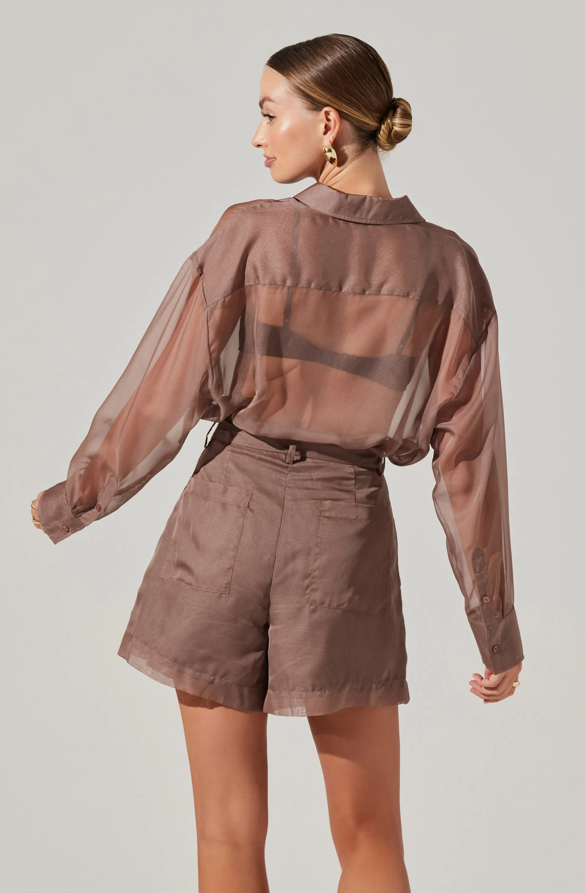 Evie Sheer Button Up Top