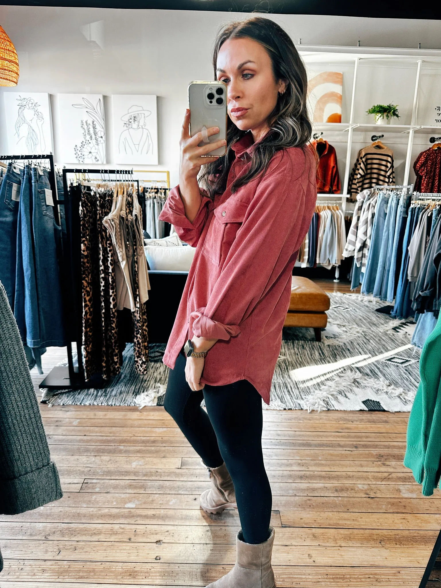 Faded Cord Button Up-2 Colors -ALL SALES FINAL