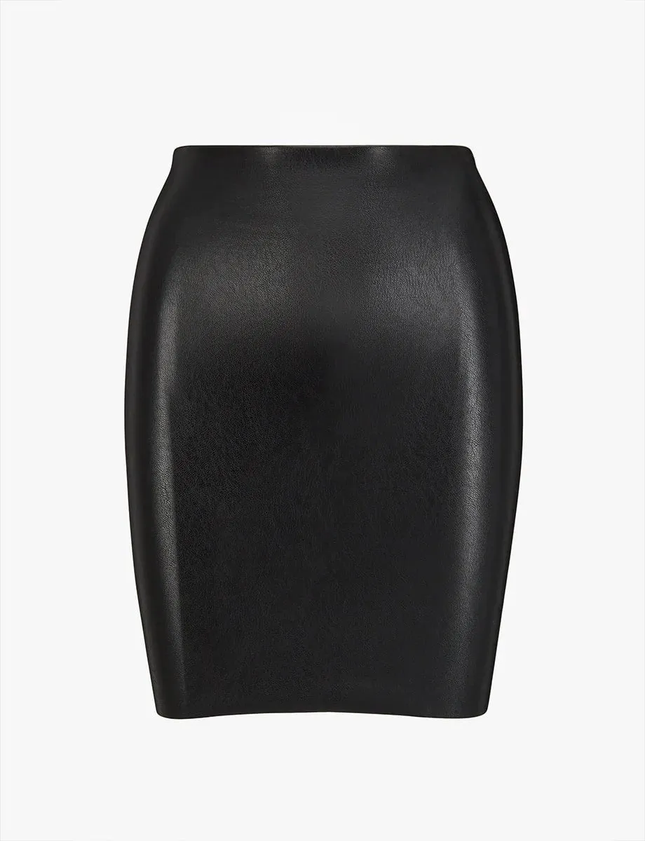 Faux Leather Mini Skirt in Black