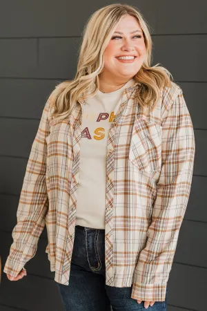 Favorite View Plaid Button Top- Cream