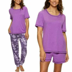 Felina Women's 3-Piece Pajama Lounge Set With Top Jogger Pants Shorts