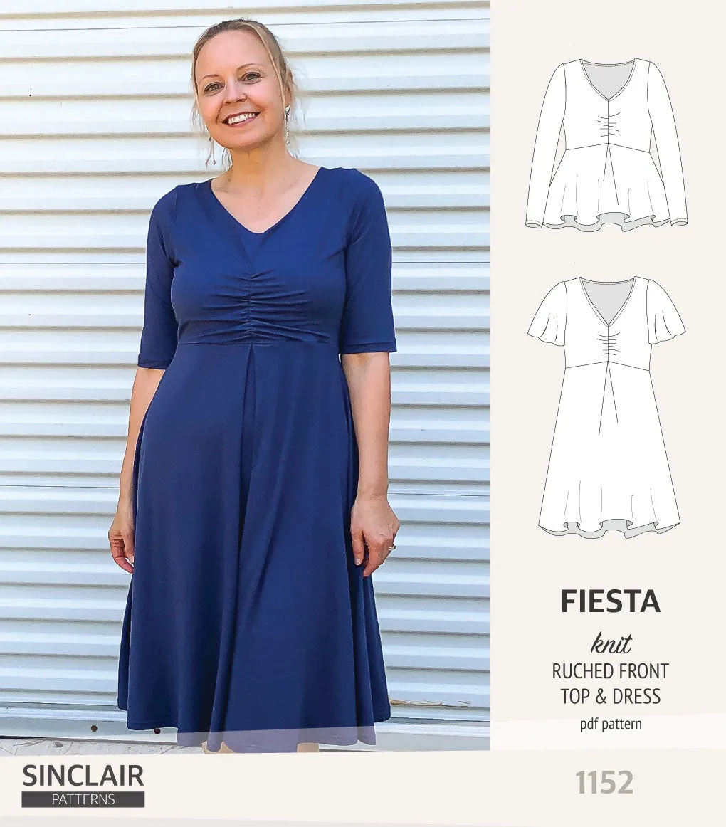 Fiesta ruched bust knit top and dress (PDF)
