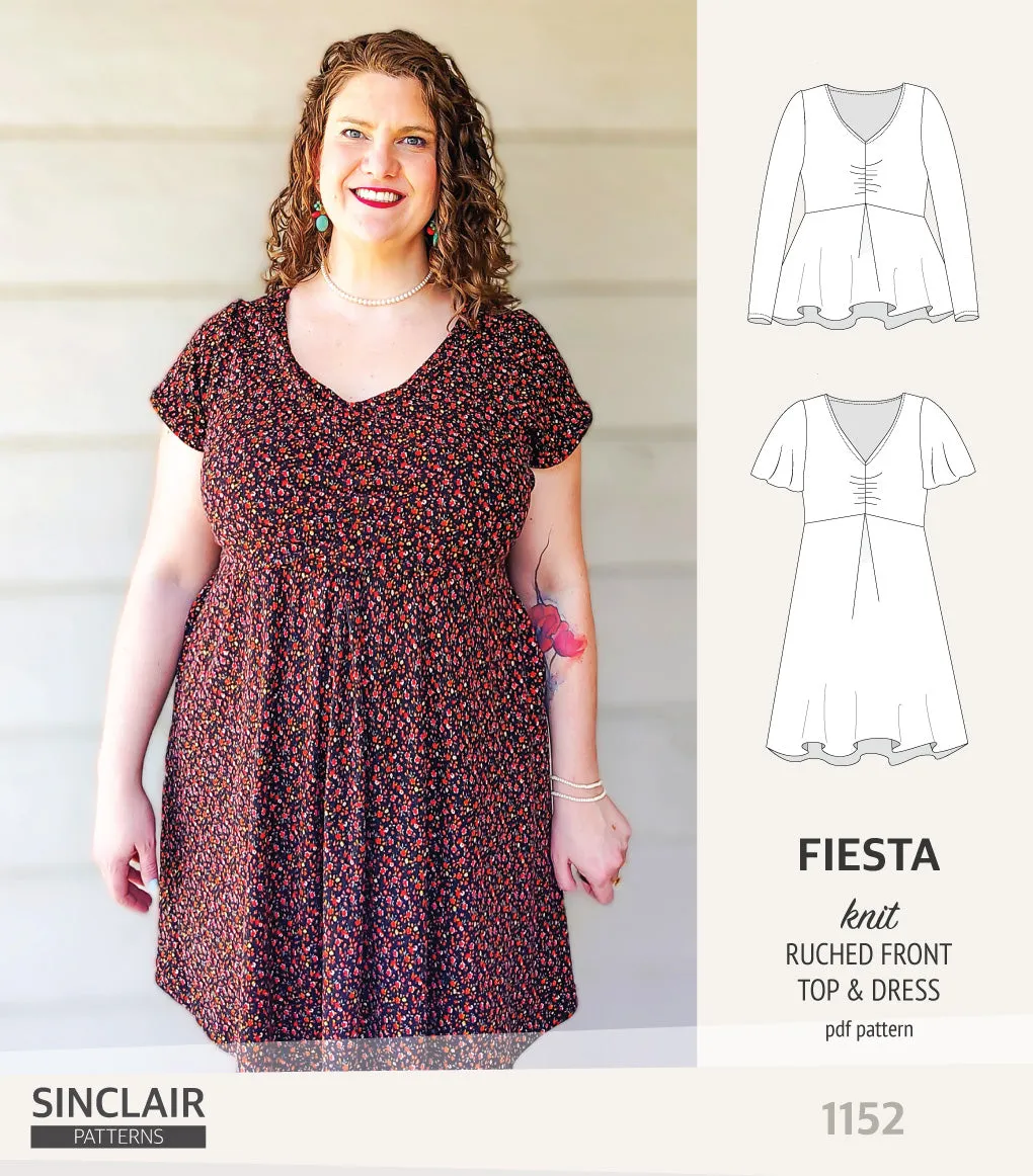 Fiesta ruched bust knit top and dress (PDF)