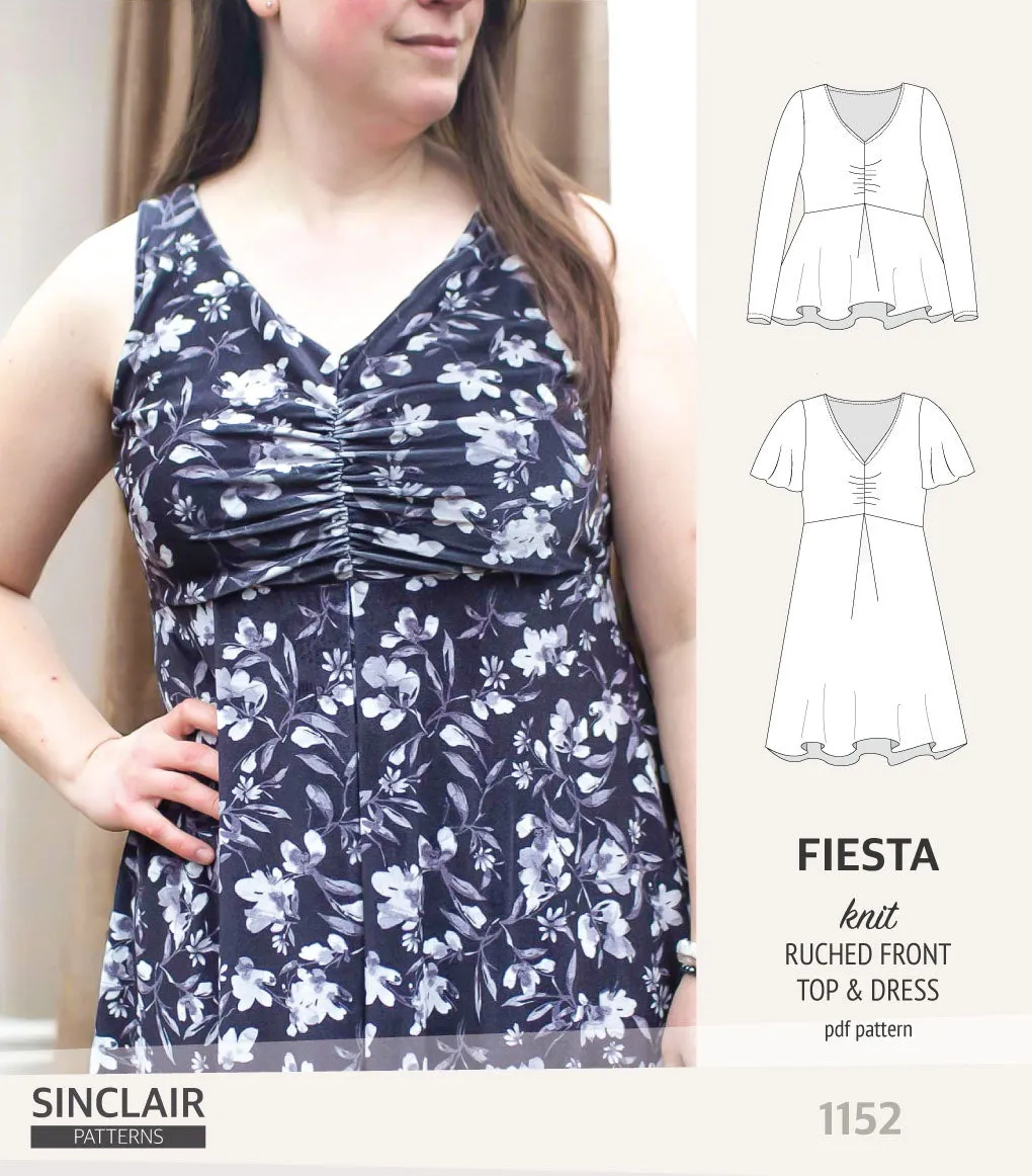 Fiesta ruched bust knit top and dress (PDF)