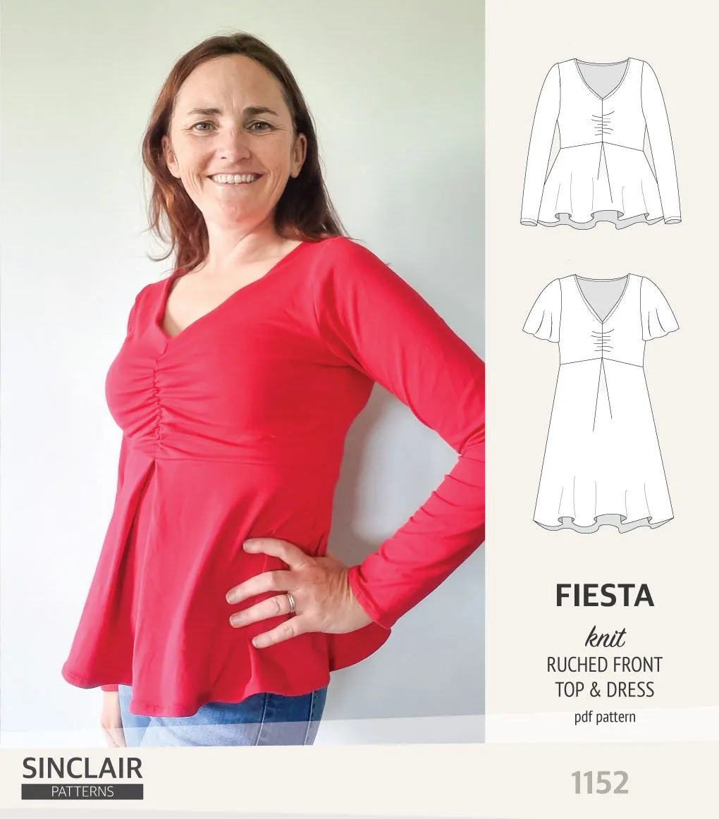 Fiesta ruched bust knit top and dress (PDF)