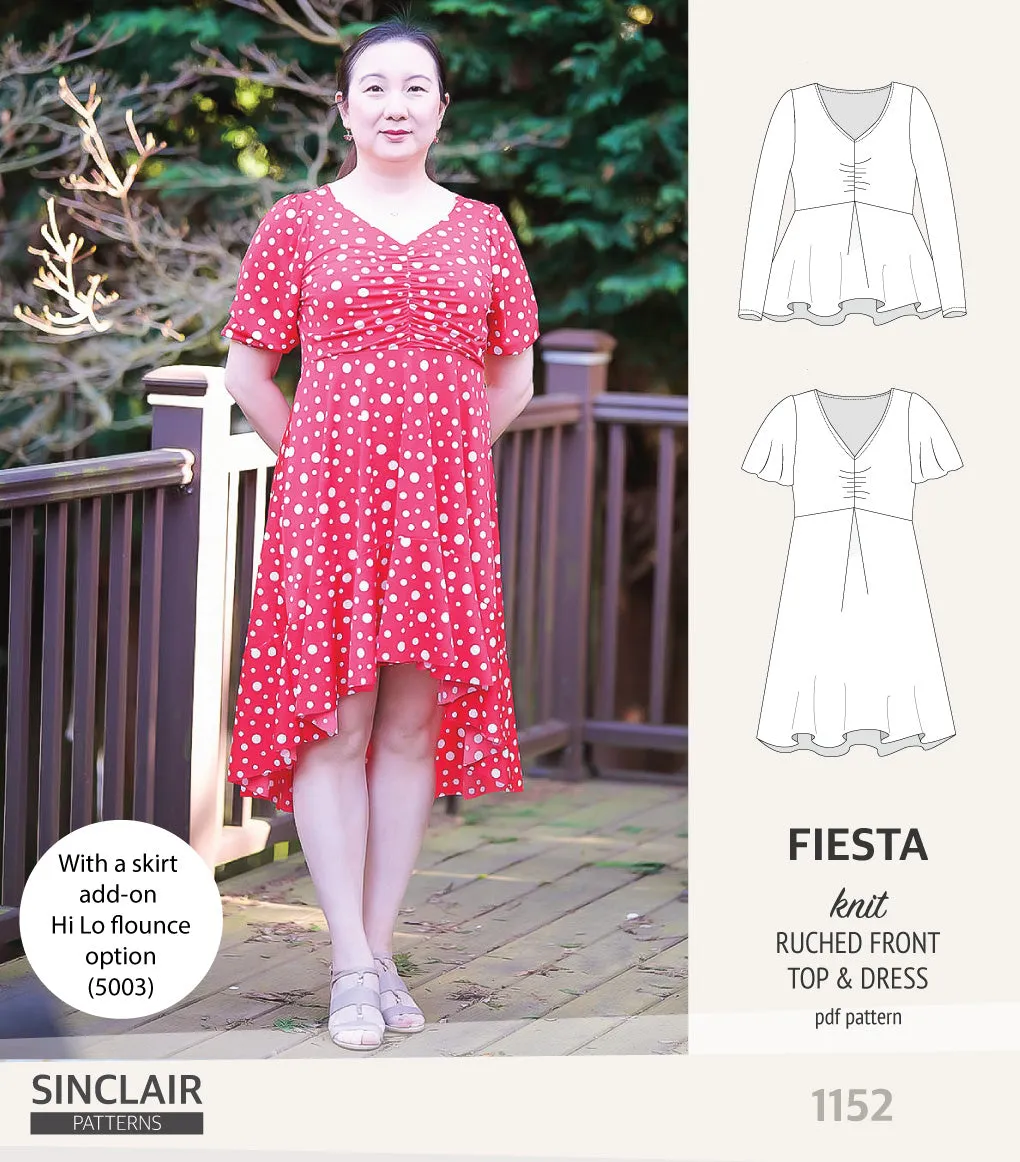 Fiesta ruched bust knit top and dress (PDF)