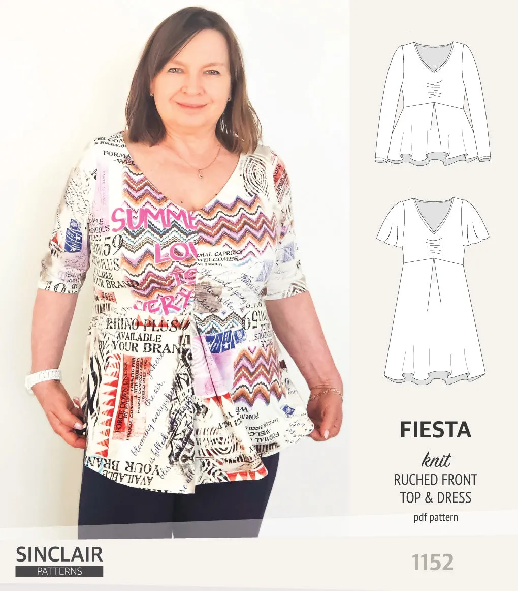 Fiesta ruched bust knit top and dress (PDF)
