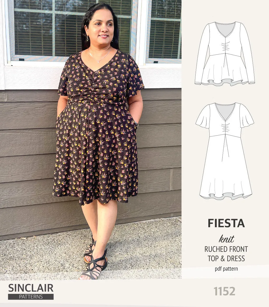 Fiesta ruched bust knit top and dress (PDF)