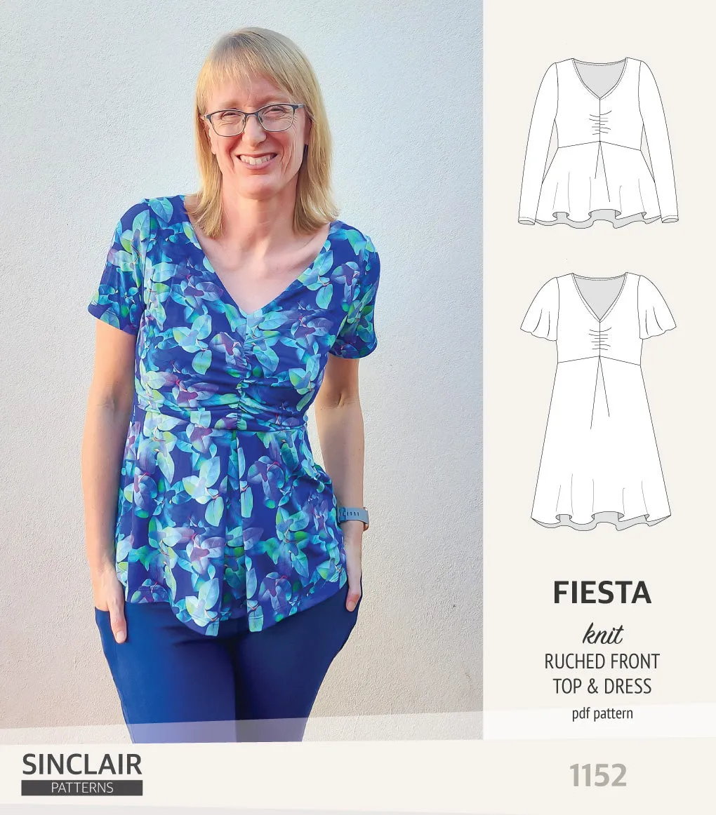 Fiesta ruched bust knit top and dress (PDF)