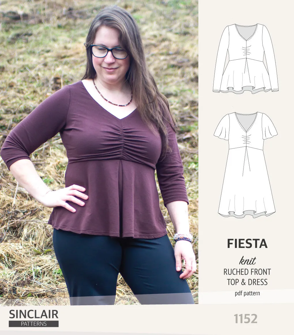 Fiesta ruched bust knit top and dress (PDF)