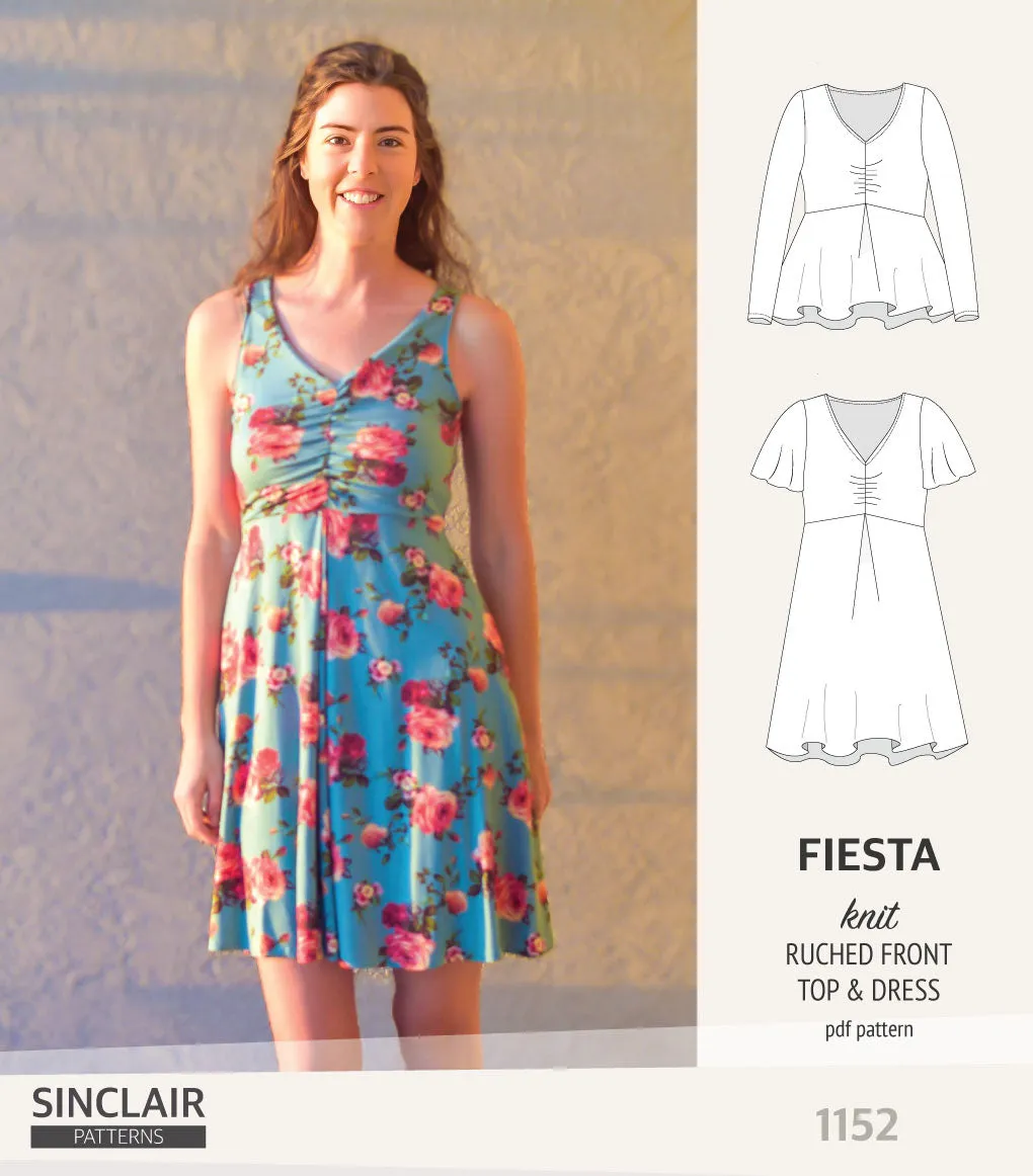 Fiesta ruched bust knit top and dress (PDF)
