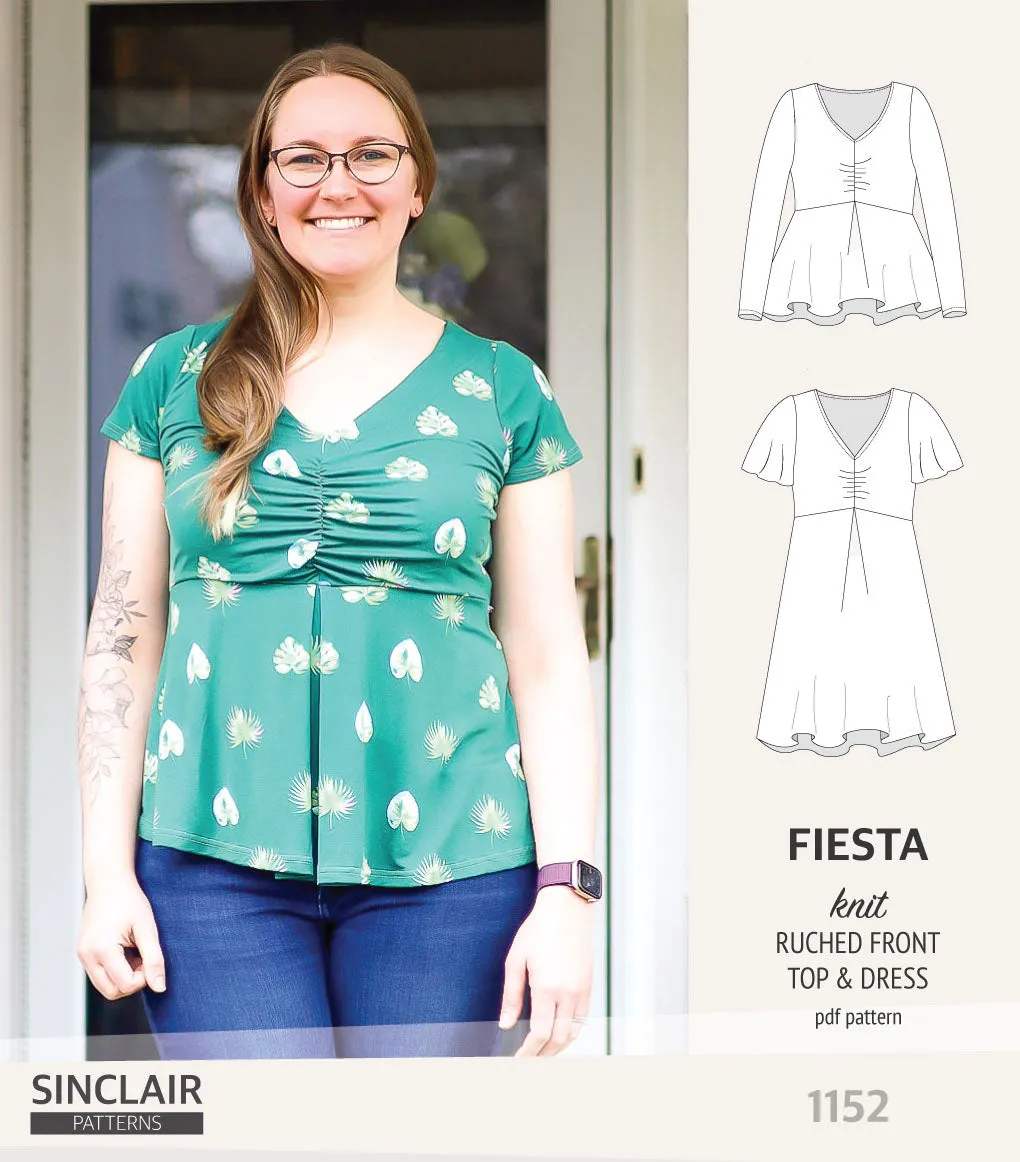 Fiesta ruched bust knit top and dress (PDF)
