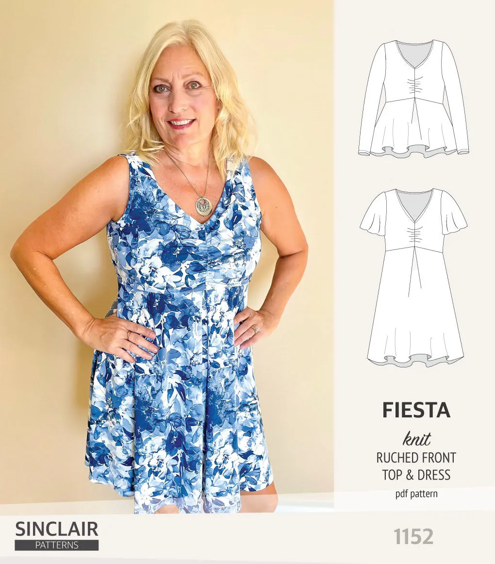 Fiesta ruched bust knit top and dress (PDF)