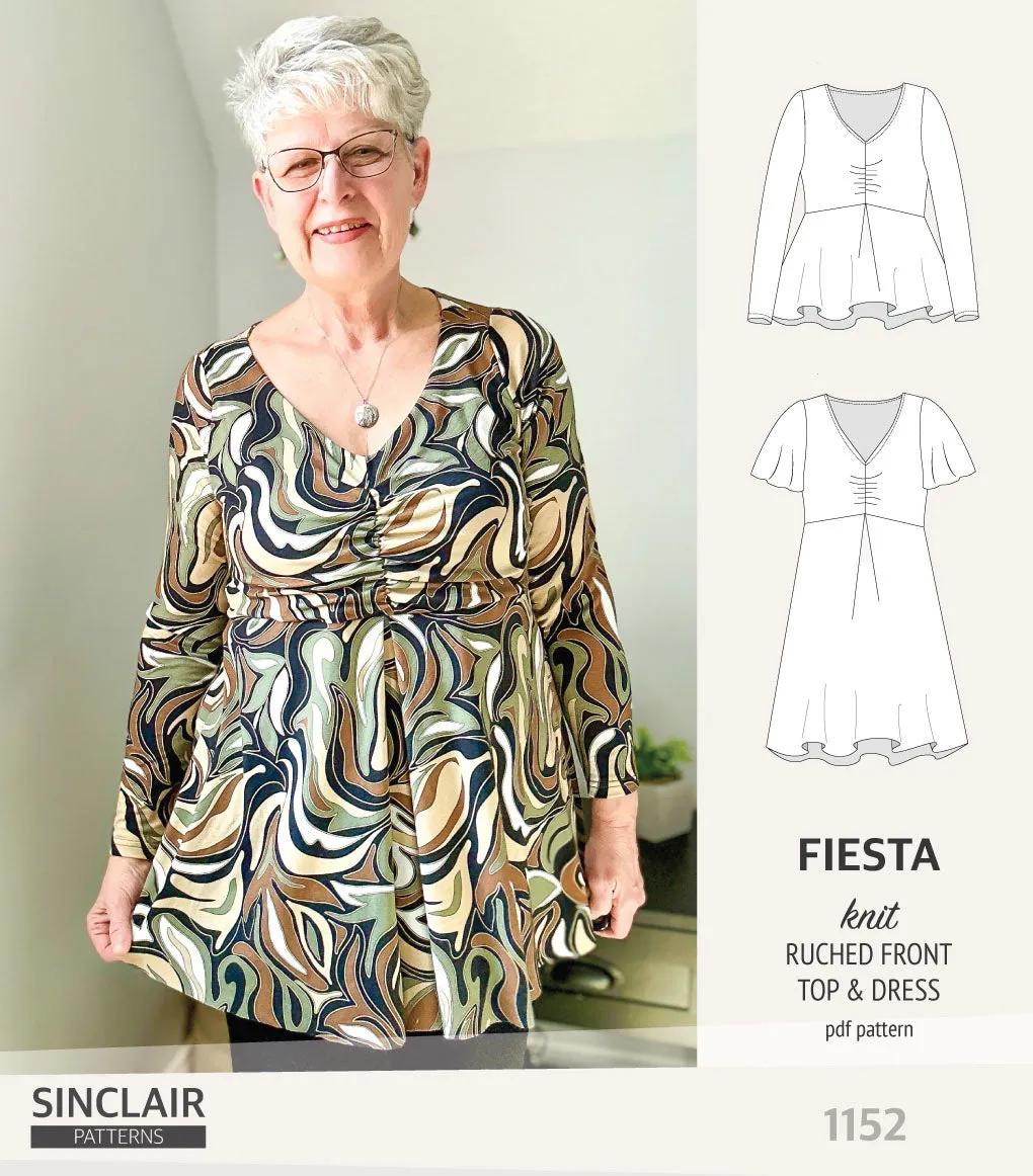 Fiesta ruched bust knit top and dress (PDF)