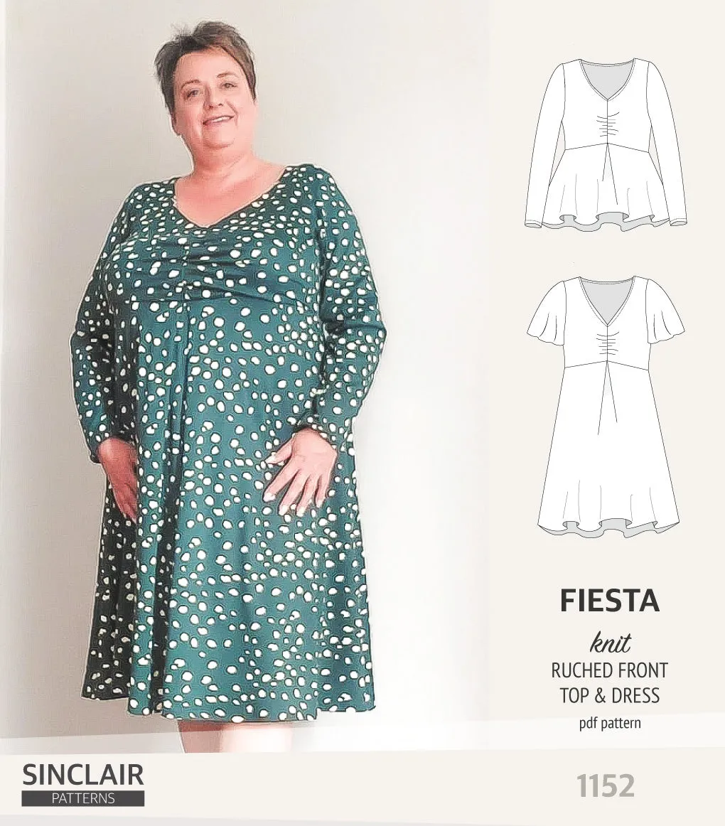 Fiesta ruched bust knit top and dress (PDF)