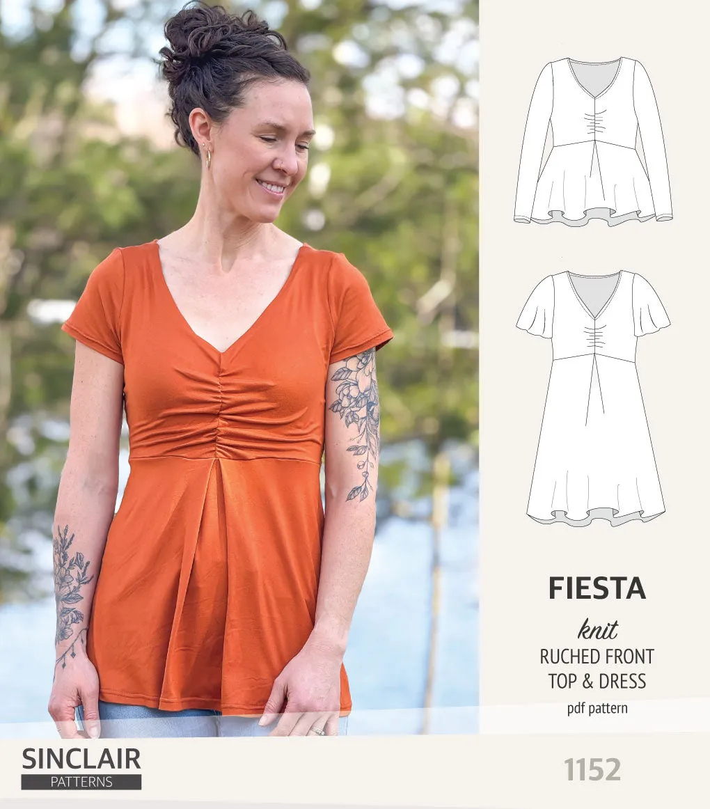Fiesta ruched bust knit top and dress (PDF)