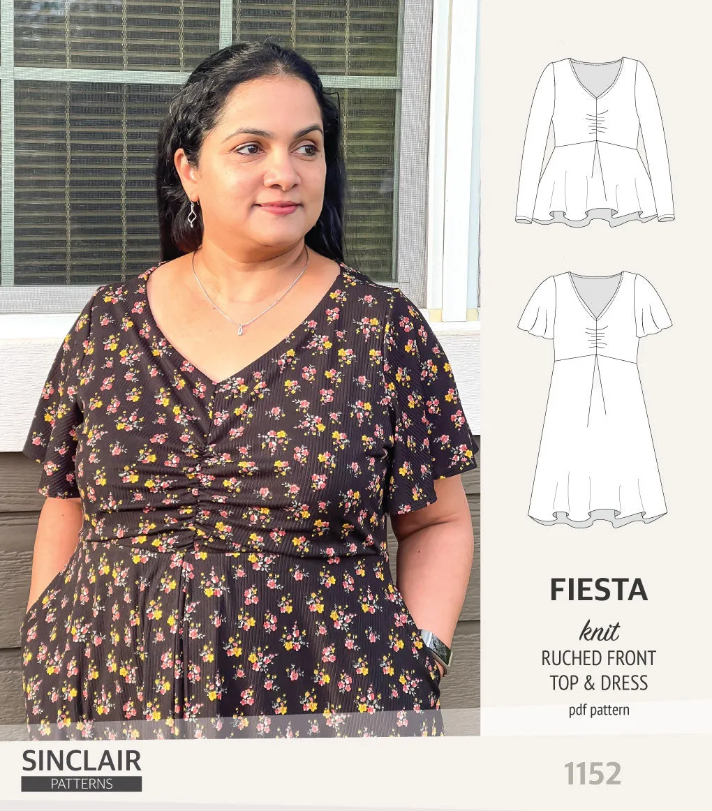 Fiesta ruched bust knit top and dress (PDF)