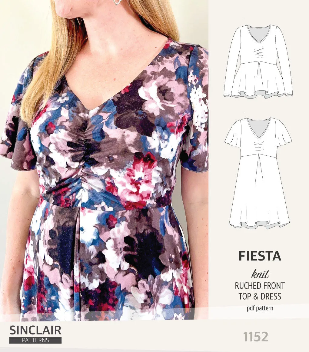 Fiesta ruched bust knit top and dress (PDF)