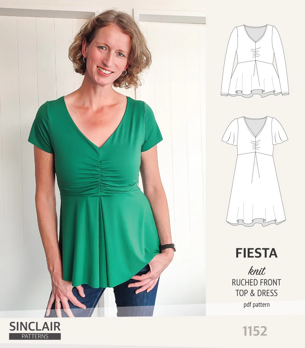 Fiesta ruched bust knit top and dress (PDF)