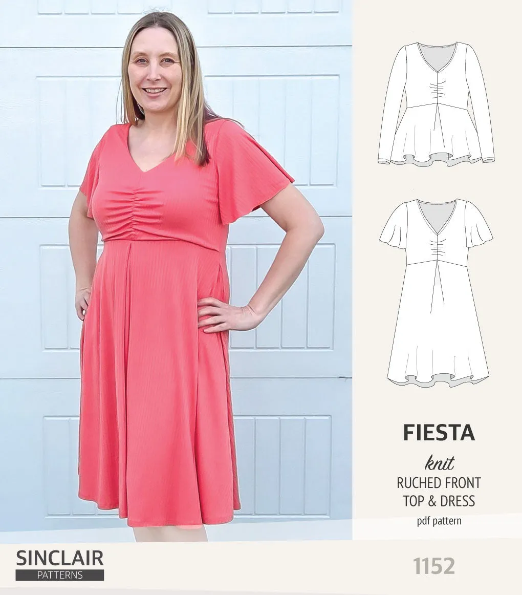 Fiesta ruched bust knit top and dress (PDF)