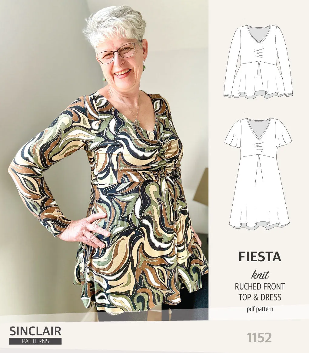 Fiesta ruched bust knit top and dress (PDF)