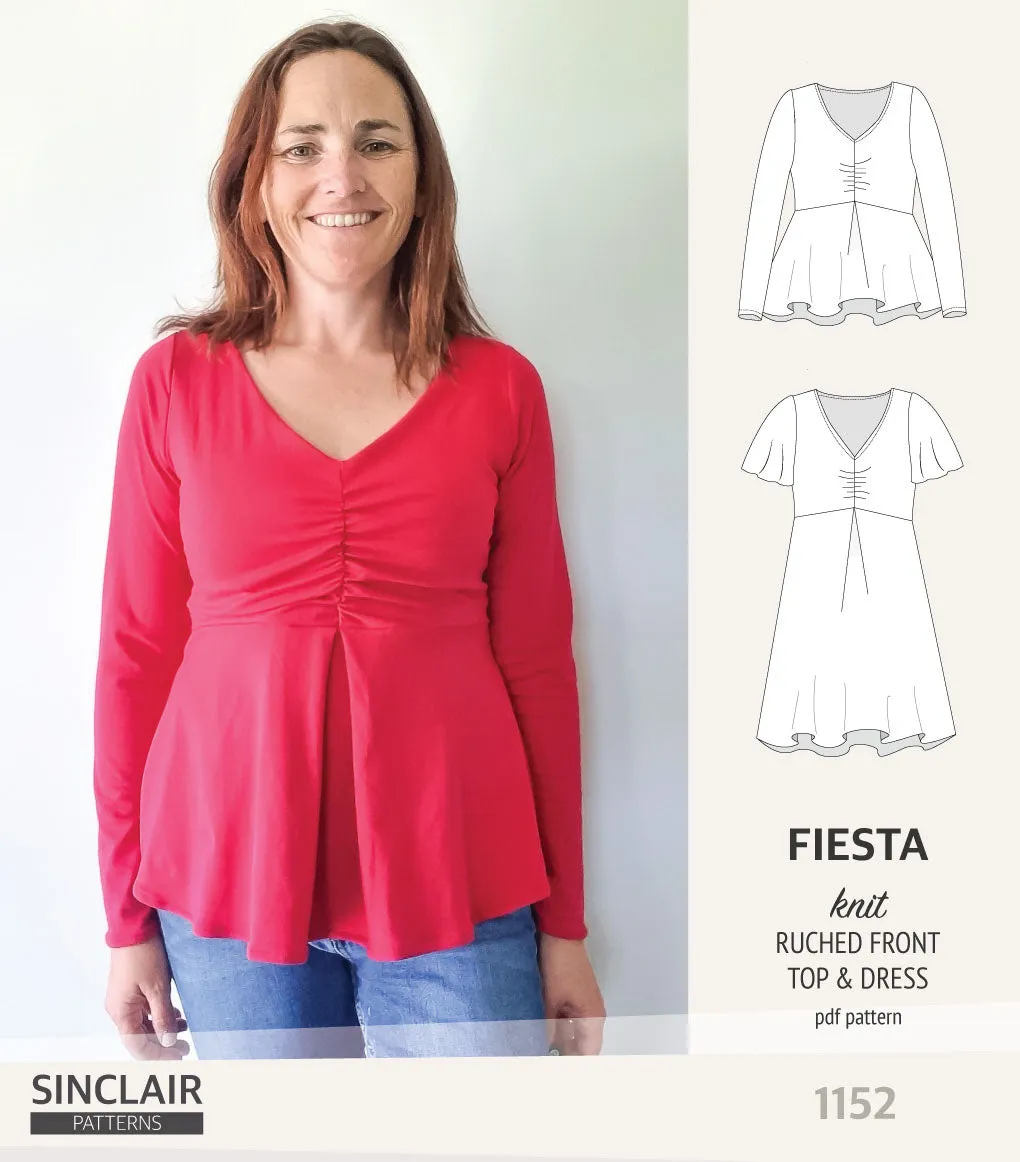 Fiesta ruched bust knit top and dress (PDF)