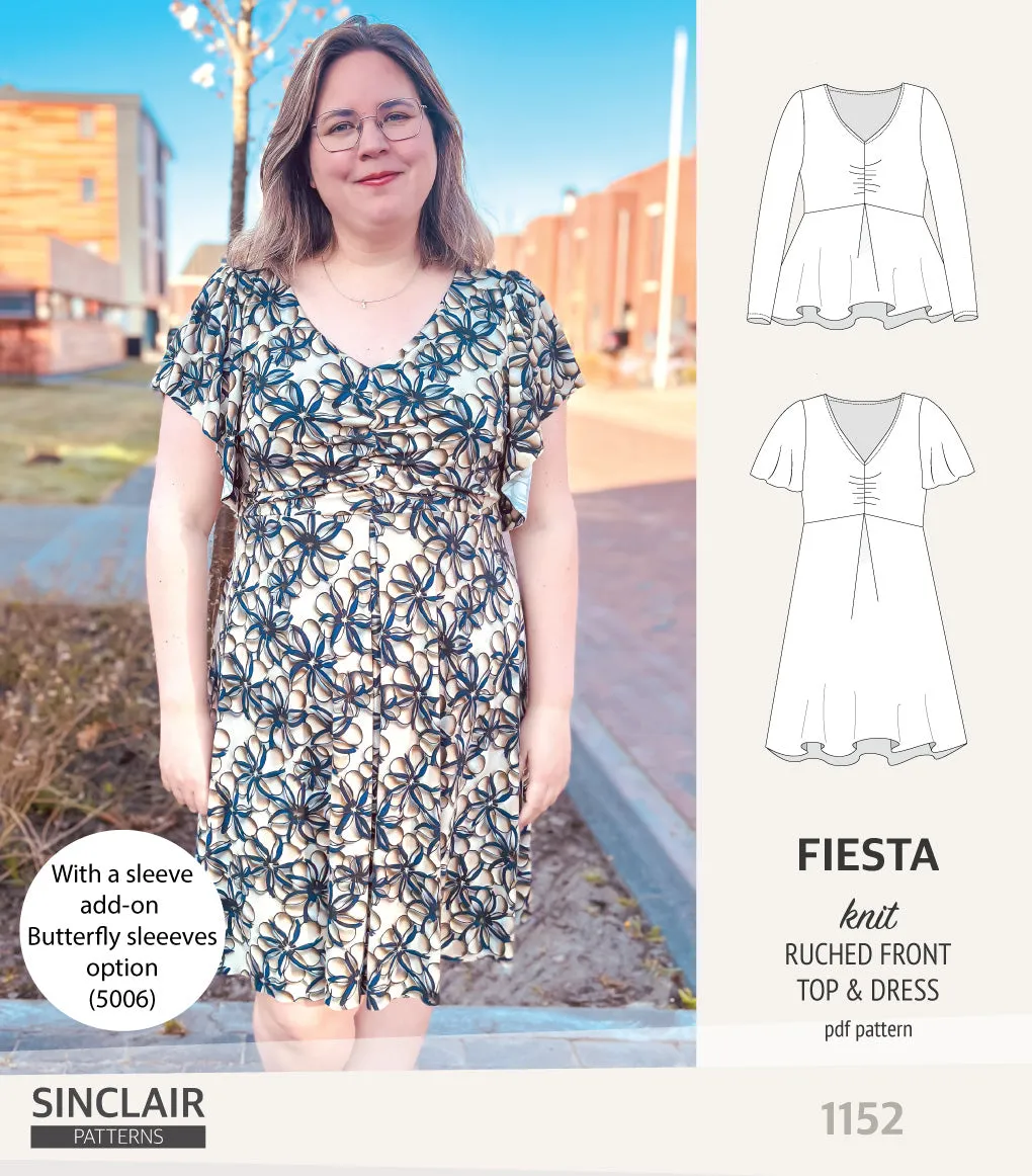 Fiesta ruched bust knit top and dress (PDF)
