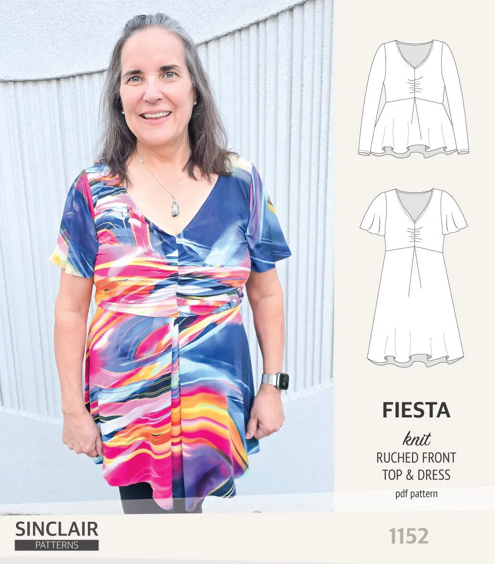 Fiesta ruched bust knit top and dress (PDF)