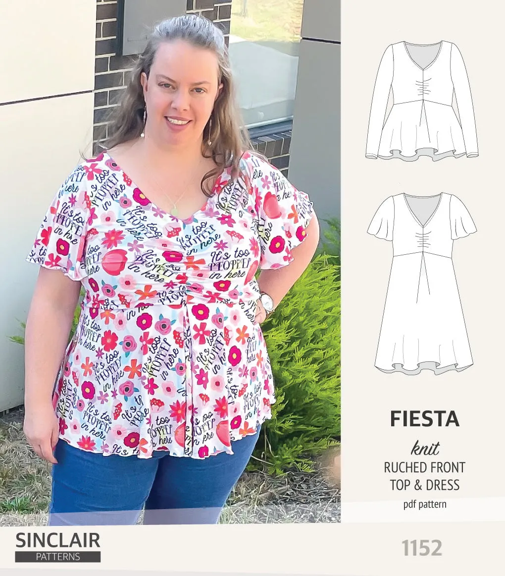 Fiesta ruched bust knit top and dress (PDF)