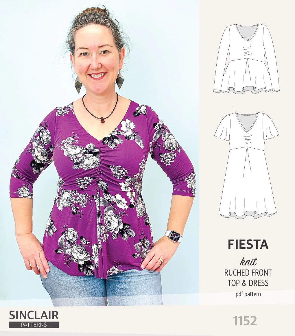 Fiesta ruched bust knit top and dress (PDF)