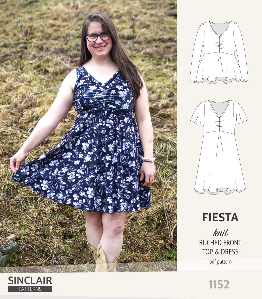 Fiesta ruched bust knit top and dress (PDF)