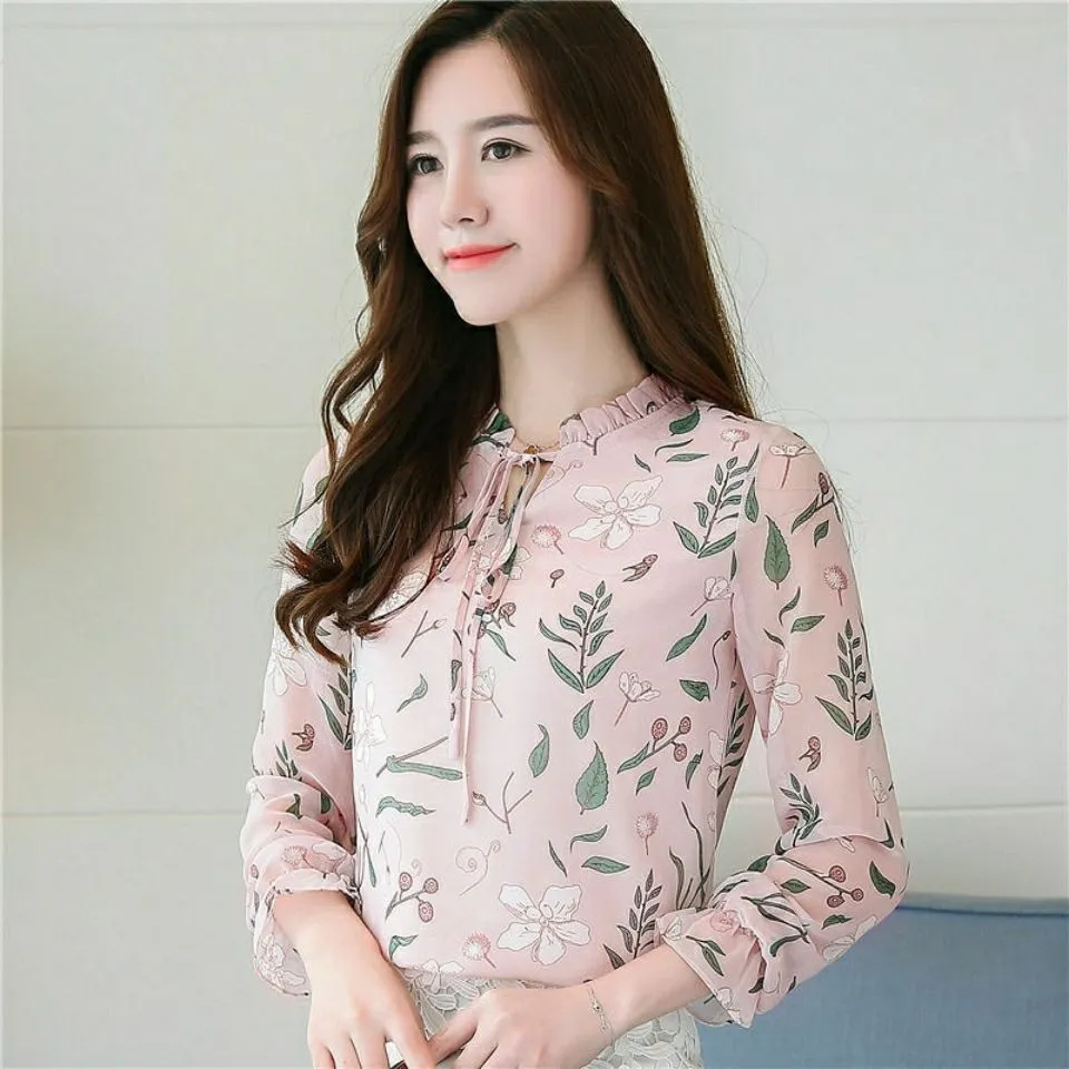 Floral Lace Up Blouse for Women