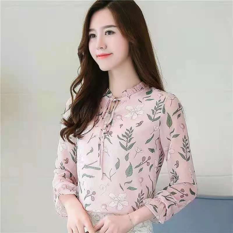 Floral Lace Up Blouse for Women