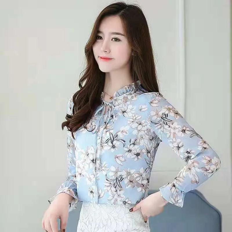 Floral Lace Up Blouse for Women
