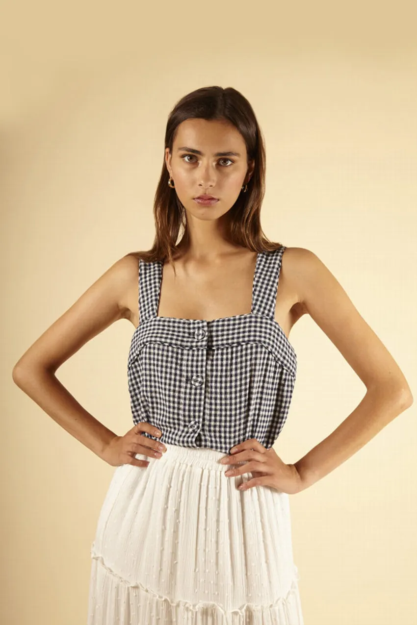 Frnch Colyne Gingham Top (Navy) - FINAL SALE