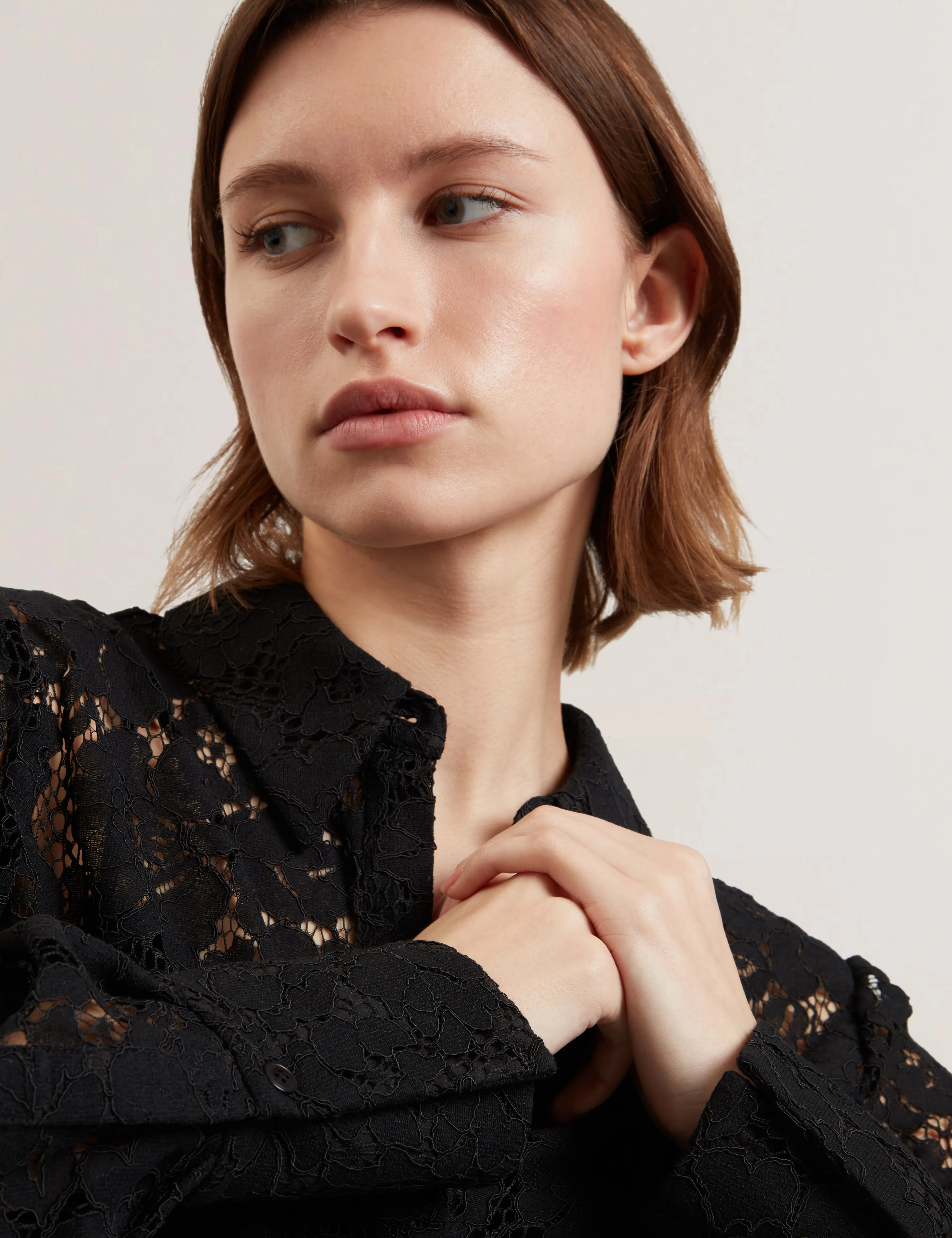 Gennoa Longline Lace Shirt Black